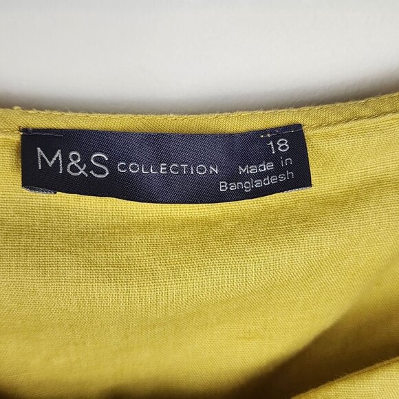 M&S Marks and Spencer linen blend summer top US sz 14 women yellow - Picture 5 of 12
